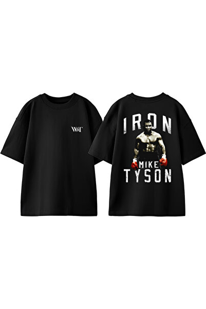 THEWERT Μπλουζάκι Mike Tyson 2 Design με στάμπα από βαμβακερό μαύρο oversize