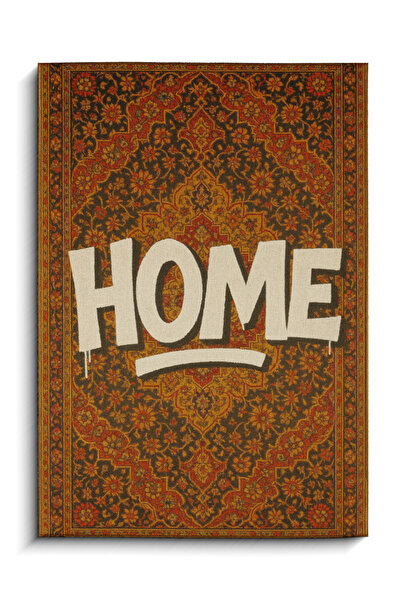 Rugs Modern Halı Mosso Beige Brown Themed Motif and Home Written Pattern Wove...