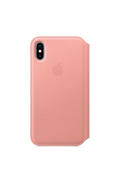 Apple Leather Folio Protective Case for iPhone X, Soft Pink