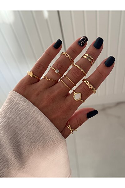 HERCY Gold yüzük Set | Yüzük Kombin