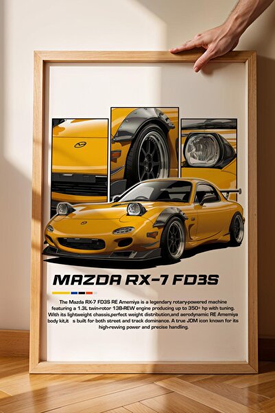 Saturn Mazda RX-7 FD3S Tablou cu cadru - Poster pentru mașină Mazda
