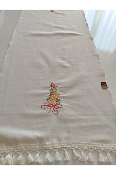 denizli hatırası Embroidered Authentic Organic Fringed Soft Linen Runner 47X120 cm