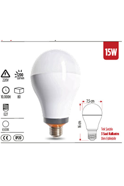 YCL YL 0615 Şarj Edilebilir Dim Özellikli Led Ampul 15W 6500K BEYAZ