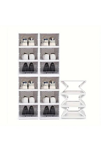 Evfix 6 Katlı Modüler Lüks Ayakkabı Kutusu Katlanır Ayakkabılık