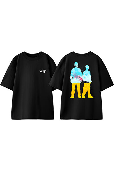 THEWERT Tricou oversize negru din bumbac cu imprimeu pe spate Respect The Che...