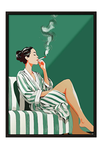 Zestia Tablou înrămat negru, Momente fumurii, Poster decorativ pentru sufrage...