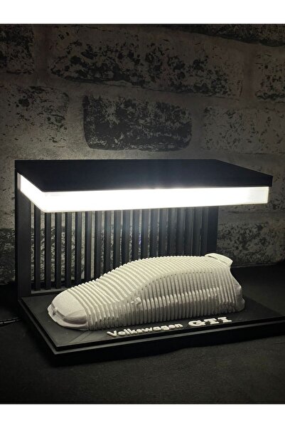 Volkswagen GTI Led Işıklı Araba Masa Lamba Dekoru ( Granit Desen )