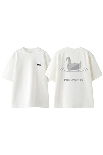 THEWERT Prison Break 10 Dizajn Leđa Štampano Pamuk Bela Oversize kroj T-shirt