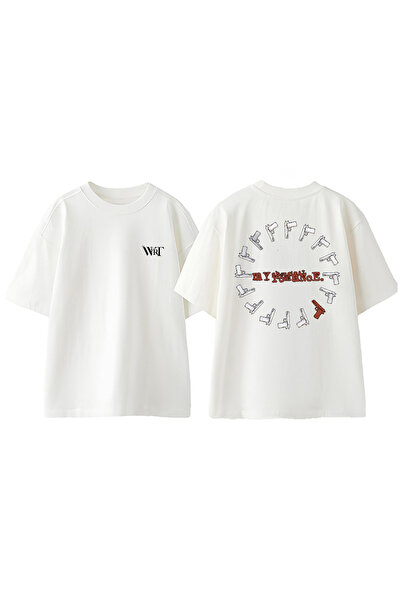 THEWERT My Chemical Romance 8 Tricou oversize alb din bumbac cu imprimeu pe s...