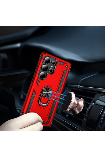 GRABONO Galaxy S25 Ultra Compatible Case Case Dual Layer Polycarbonate Protection with Magnetic Holder Ring