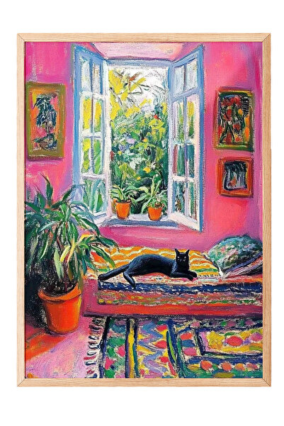 Zestia Tablou cu ramă din lemn, Ilustrație pastelată pentru casă, Poster deco...