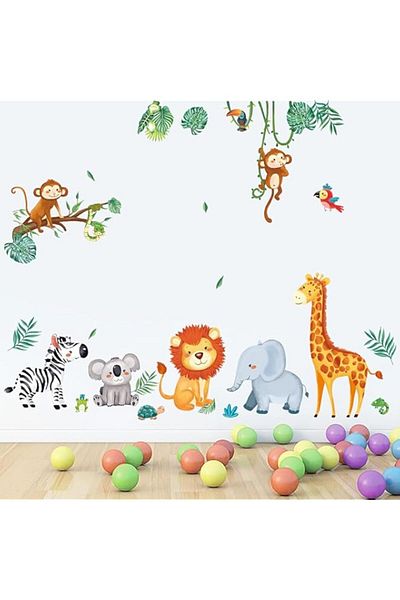 Generic BPA® Jungle Animals Wall Decals Monkey Giraffe Elephant for Kids Room Living Room Wall Decor