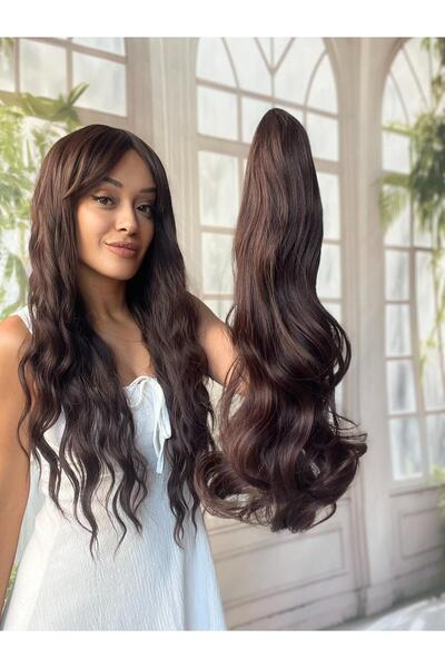 Suzan Peruk Gerçek saç dokusunda At kuyruğu Postiş Mandallı Tokalı Saç eklentisi