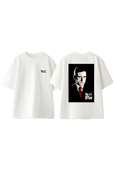 THEWERT تي شيرت أبيض كبير الحجم من القطن مطبوع عليه تصميم The Office 2