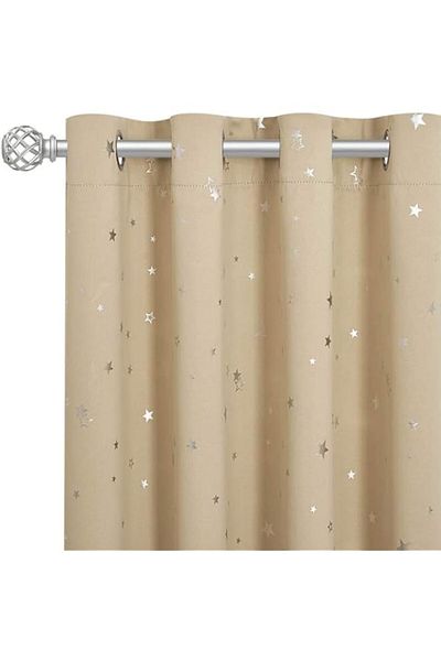Generic Arabest Kid's Star Grommet Thermal Insulated Window Panel Blackout Curtain (100x250cm, Beige)