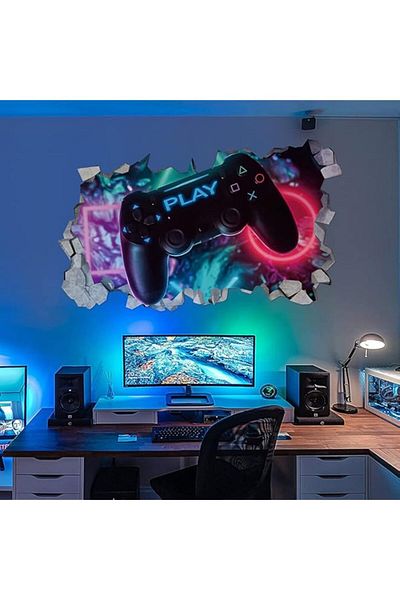 Generic 3D Game Wall Decals,Gaming Wall Stickers for Boys Room Gamer Controller Sticker Video Gaming Wallpa