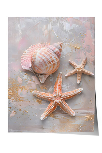 Zestia Poster fără ramă, cu scoici și stele, poster decorativ pentru baie nr:...