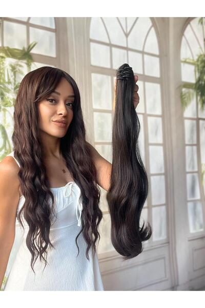 Suzan Peruk Gerçek saç dokusunda At kuyruğu Postiş Mandallı Tokalı Saç eklentisi