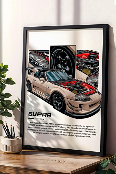 Saturn Supra MK4 A80 Çerçeveli Tablo - Toyota Car Poster