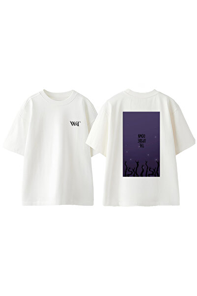 THEWERT Tricou oversize alb din bumbac cu imprimeu pe spate Stranger Things 6