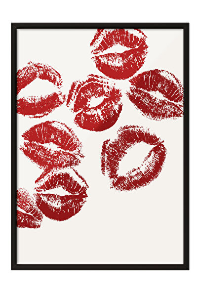 Zestia Tablou înrămat negru, Buze roșii Brave Canat, Poster decorativ pentru ...
