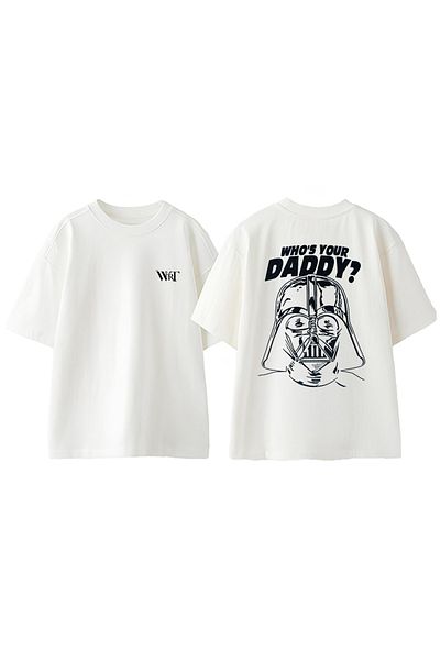 THEWERT Star Wars Dart Vader 1 Design Back Printed Cotton White Oversize T-Shirt