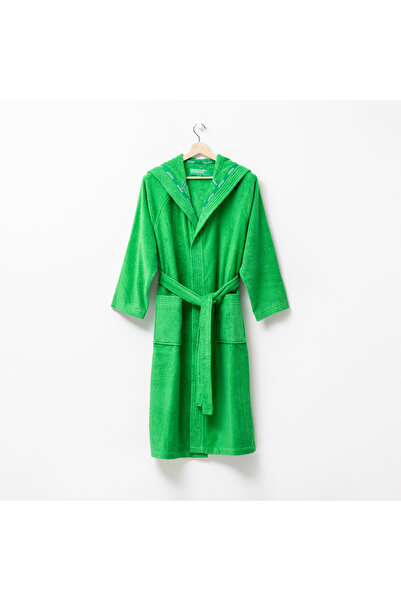 Benetton Μπουρνούζι με καπέλο πράσινο 100% βαμβάκι