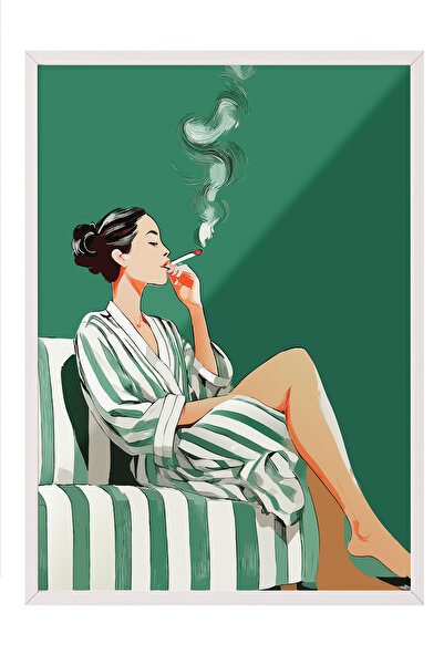 Zestia Tablou înrămat alb, Momente fumurii, Poster decorativ pentru sufrageri...