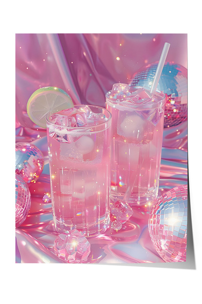 Zestia Plakat bez okvira, ružičaste čaše za piće, poster za dekoraciju kuhinj...