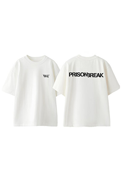 THEWERT Prison Break 1 Dizajn Leđa Štampano Pamuk Bela Oversize kroj T-shirt