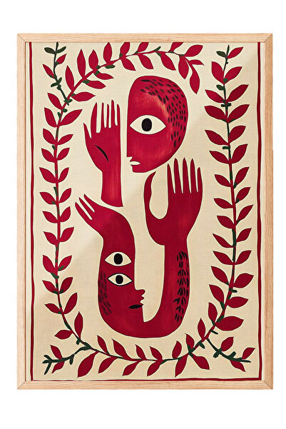 Zestia Tablou cu ramă din lemn, design modern abstract cu cactus, poster deco...