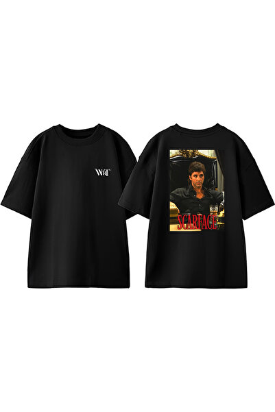 THEWERT Μπλουζάκι Scarface 6 Design με στάμπα από βαμβακερό μαύρο oversize