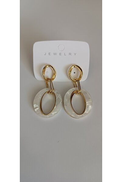 Çelik Sedefli küpe beyaz Gold küpe