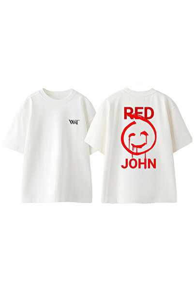 THEWERT T-shirt oversize alb din bumbac cu imprimeu pe spate Red John The Men...