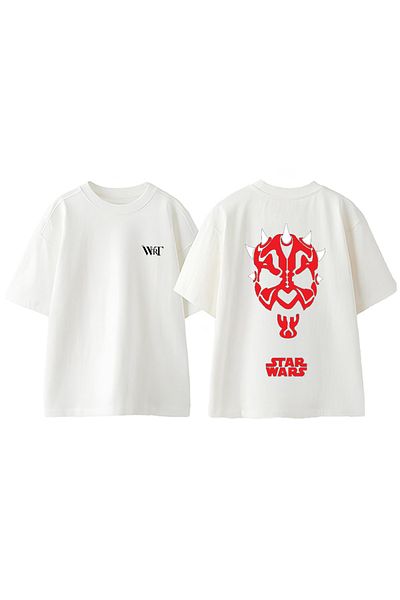 THEWERT Star Wars 1 Design Back Printed Cotton White Oversize T-Shirt