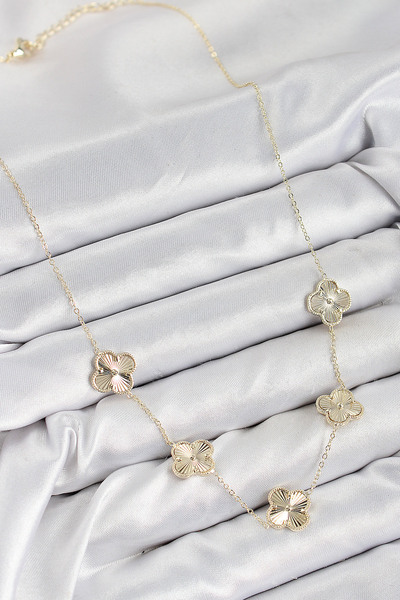 Skygo Brass Vip Clover Model Gold Color Women's Necklace - Tj-Bko10484