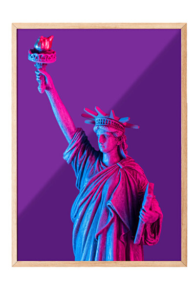 Zestia Tablou cu ramă din lemn, Statuia Libertății, Poster decorativ pentru b...