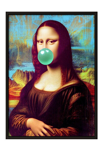 Zestia Tablou cu ramă neagră, Mona Lisa Gum Mizahic Design, Poster decorativ ...