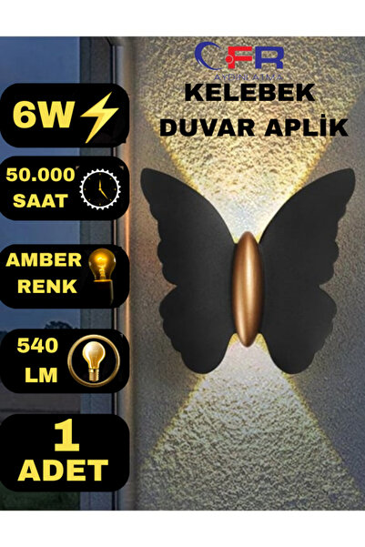 CFR LED AYDINLATMA 6 Watt Amber Işık Ledli Kelebek Duvar Aplik İç ve Dış Mekan1,2,3,4,5,6,8,10 ADET