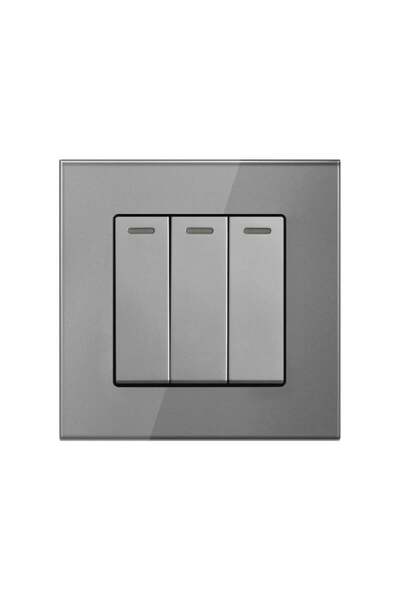 TECHSTAR Triple Head Staircase Switch With Tempered Glass Panel Techstar® TGS 01, 220V, 16A, 86 X 86 Mm,