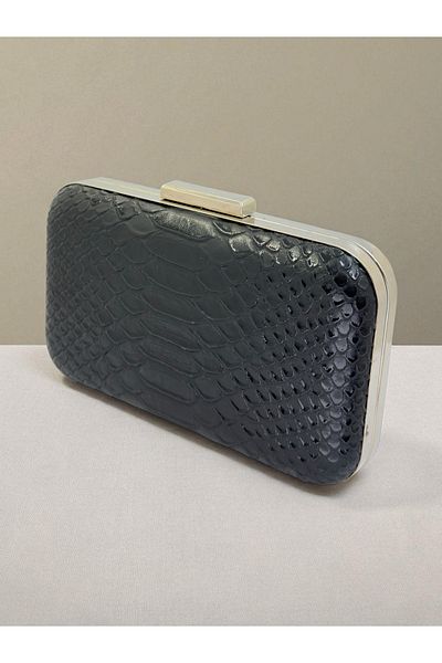 Biçanta Black Color Anaconda Patterned Matte Stylish and Luxurious Women's Evening Dress Bag Wedding Engagement