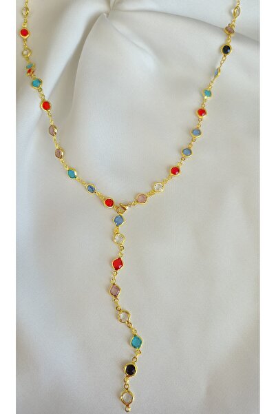 MİLUNXTE Y Kolye - 316L Paslanmaz Çelik Y Kolye - Renkli Taşlı Y Kolye - (70 cm)