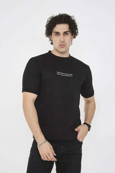 GökTR Unisex Crew Neck Slim Fit T-Shirt - Black