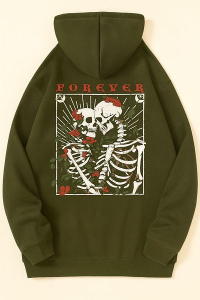 CLASSY.MODA “Unisex 3 Thread Fabric Forever Printed Hooded Sweatshirt”