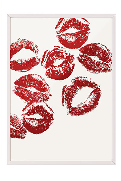 Zestia Tablou înrămat alb, Buze Roșii Brave Canat, Poster pentru decor birou ...