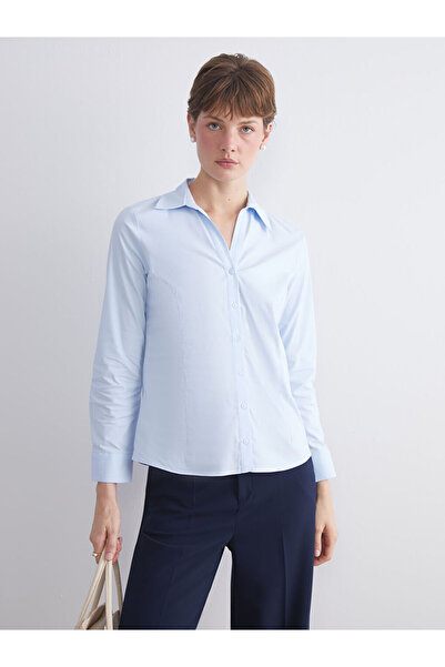 LC Waikiki Blue Poplin Women's Shirt
