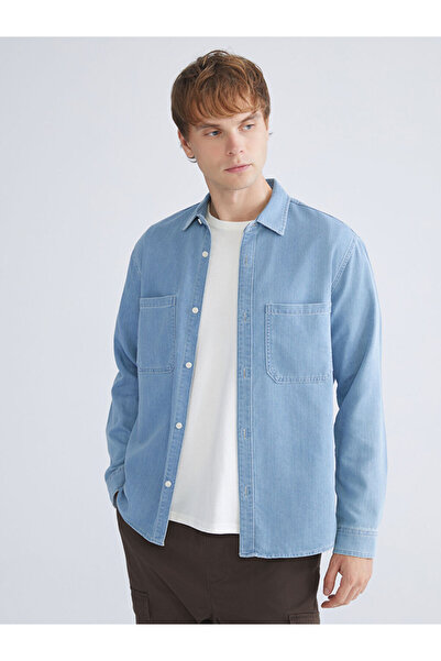 LC Waikiki Ανδρικό τζιν πουκάμισο με κανονική εφαρμογή