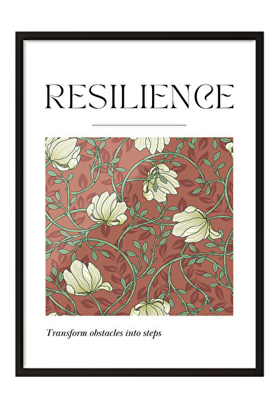 Zestia Πίνακας με μαύρο πλαίσιο, Εικονογράφηση λουλουδιών Resilience, Διακόσμ...