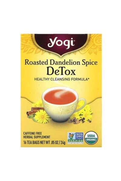 Yogi Tea عشبة الهندباء المحمصة، للتخلص من السموم، خالٍ من الكافيين