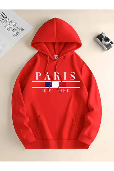 New Shine Red Unisex Paris Printed Sweatshirt